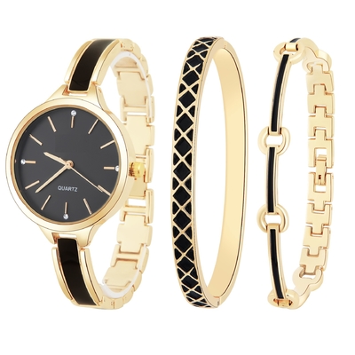 Rosegold 18cm Watch Gift Set Ladies Diamond Women'S Watch And Bracelet Gift Set 3ATM